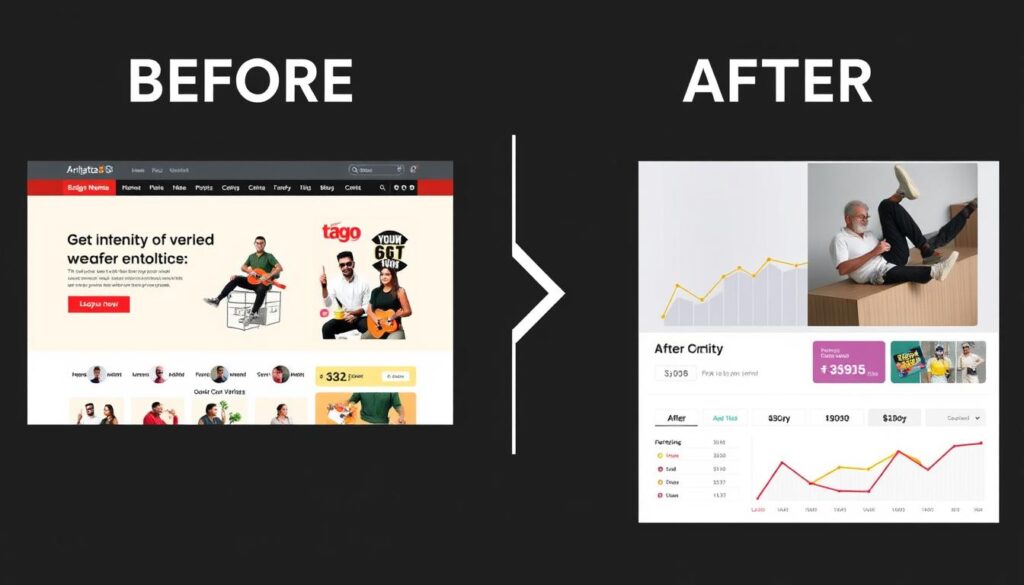 Before and after website redesign by website designer in Kolkata